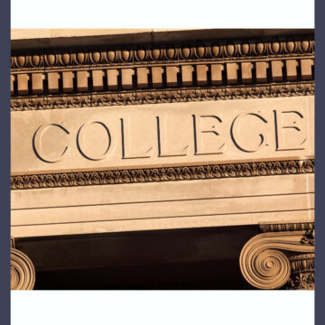 college sign on a building.